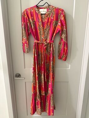 Pink and Orange Tiger Print Maxi Dress